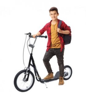 HOMCOM Teen Scooter Adjustable Height Dual Brakes Rubber Wheels Kickstand,