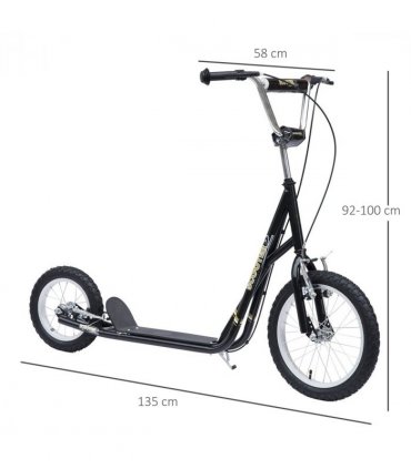 HOMCOM Teen Scooter Adjustable Height Dual Brakes Rubber Wheels Kickstand,