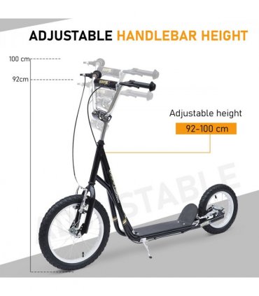 HOMCOM Teen Scooter Adjustable Height Dual Brakes Rubber Wheels Kickstand,