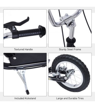 HOMCOM Teen Scooter Adjustable Height Dual Brakes Rubber Wheels Kickstand,