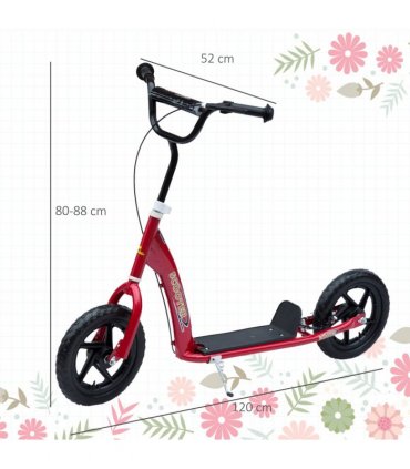 Push Scooter Teen Kids Stunt Bike Ride On with 12" EVA Tyres, Red HOMCOM
