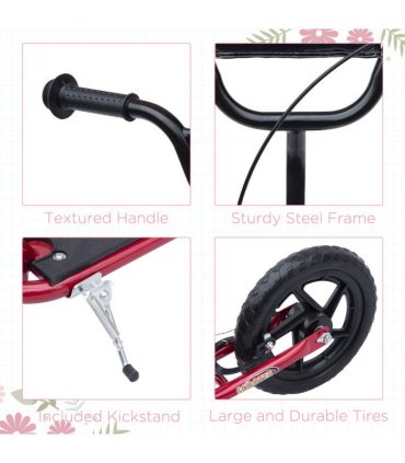 Push Scooter Teen Kids Stunt Bike Ride On with 12" EVA Tyres, Red HOMCOM