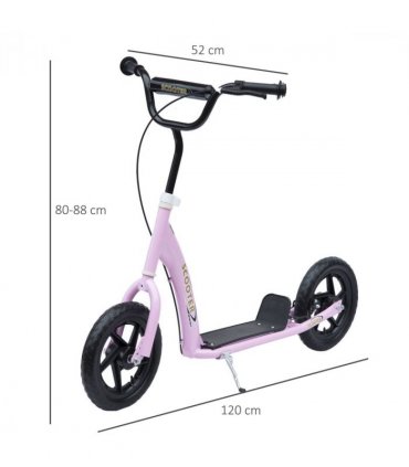 Push Scooter Teen Kids Stunt Bike Ride On with 12" EVA Tyres, Pink HOMCOM