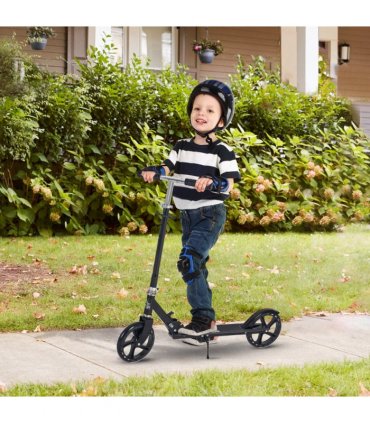 Kids Scooter Ride On Toy Height Adjustable For 7-14 Years, Black HOMCOM