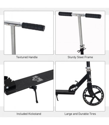Kids Scooter Ride On Toy Height Adjustable For 7-14 Years, Black HOMCOM