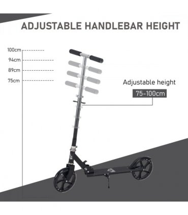 Kids Scooter Ride On Toy Height Adjustable For 7-14 Years, Black HOMCOM