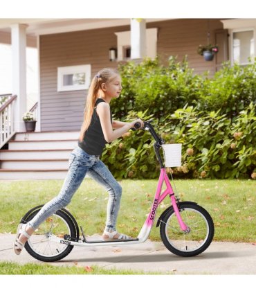 HOMCOM Kids Kick Scooter Teen Ride On Adjustable Children Scooter with Brakes