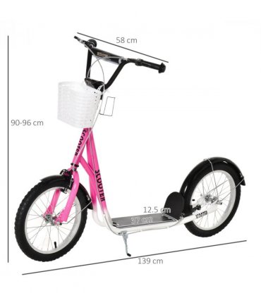 HOMCOM Kids Kick Scooter Teen Ride On Adjustable Children Scooter with Brakes