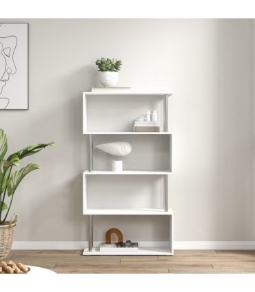 Bookcase White 5-Tier S-Shaped Modern Design Room Divider 80x30x145cm 25kg