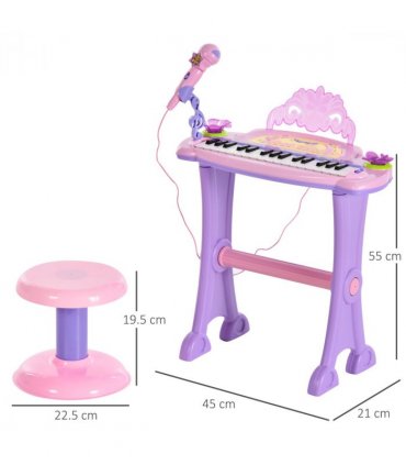 Mini Battery Organ Piano Microphone Stool 32 Key Keyboard Kids Toy