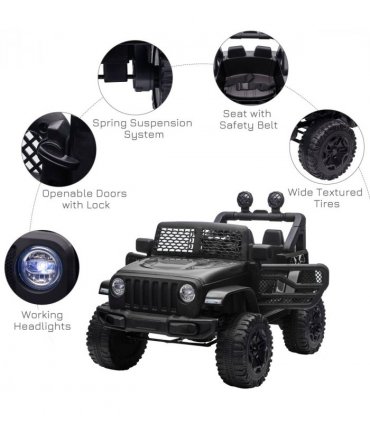 12V Kids Electric Ride On Car Truck Off-road Toy Remote Control Black HOMCOM