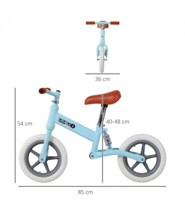 Kid Balance Bike ChildrenBicycle Adjustable Seat 2-5 Years No Pedal Metal Blue