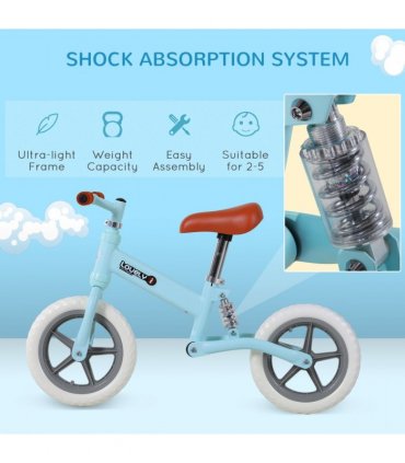 Kid Balance Bike ChildrenBicycle Adjustable Seat 2-5 Years No Pedal Metal Blue