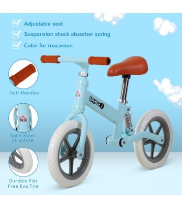 Kid Balance Bike ChildrenBicycle Adjustable Seat 2-5 Years No Pedal Metal Blue