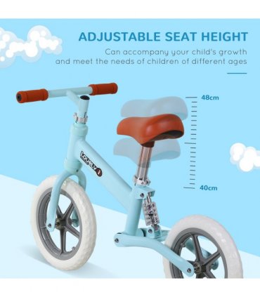 Kid Balance Bike ChildrenBicycle Adjustable Seat 2-5 Years No Pedal Metal Blue