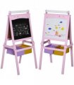 Kids Wooden Art Easel with Paper Roll Double-Sided Chalkboard, board HOMCOM