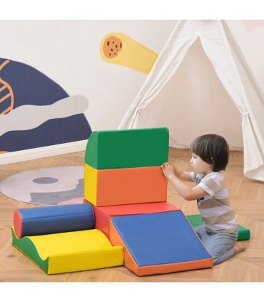 HOMCOM 7 Pcs Kids Soft Foam Puzzle Play Blocks Set Learning Toddler Activity