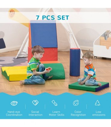 HOMCOM 7 Pcs Kids Soft Foam Puzzle Play Blocks Set Learning Toddler Activity