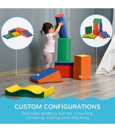 HOMCOM 7 Pcs Kids Soft Foam Puzzle Play Blocks Set Learning Toddler Activity