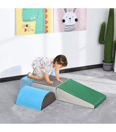 HOMCOM 5 Piece Soft Safe Foam Playset Climb and Crawl Activity Toy for Toddler