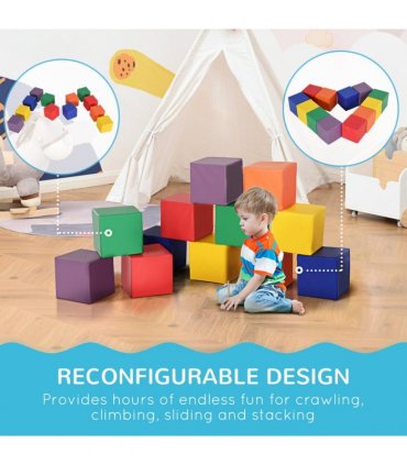 12 Piece Kids Soft Play Blocks Soft Foam Toy Building Stacking Block Multi-color
