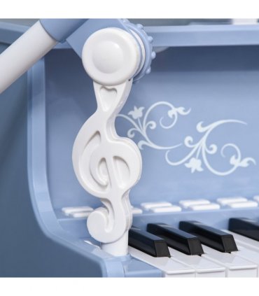 Baby Piano 37 Key Keyboard Battery Kids Microphone Stool Educational Game Blue