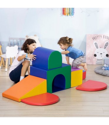 HOMCOM 7 Pieces Kids Foam Soft Play Set Toddler Climbers Play Structures