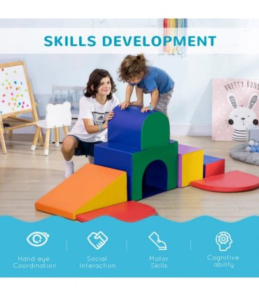 HOMCOM 7 Pieces Kids Foam Soft Play Set Toddler Climbers Play Structures