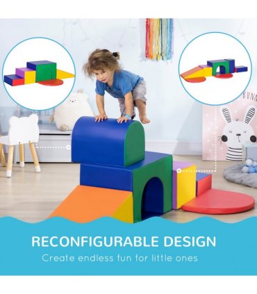 HOMCOM 7 Pieces Kids Foam Soft Play Set Toddler Climbers Play Structures