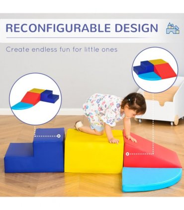 HOMCOM 4-piece Soft Play Set Climb and Crawl Foam Toddler Activity Toys