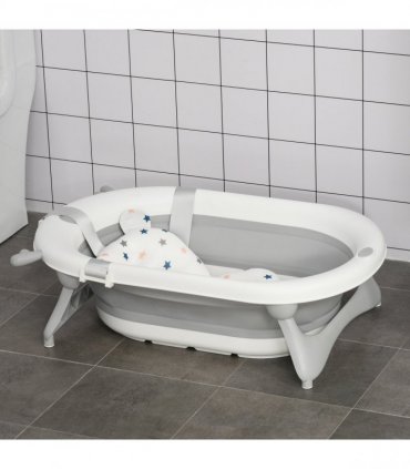Foldable Baby Bath Tub Ergonomic with Temperature-Induced Water Plug
