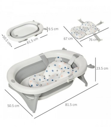 Foldable Baby Bath Tub Ergonomic with Temperature-Induced Water Plug
