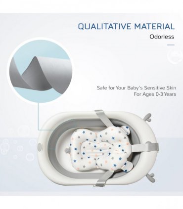 Foldable Baby Bath Tub Ergonomic with Temperature-Induced Water Plug