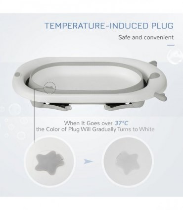Foldable Baby Bath Tub Ergonomic with Temperature-Induced Water Plug