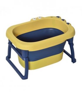 Foldable Baby Bathtub for Newborns Infants Toddlers w/ Stool - Yellow