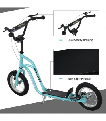 75-80cm Kids Kick Scooter Adjustable Handlebar Inflatable Wheels Blue HOMCOM