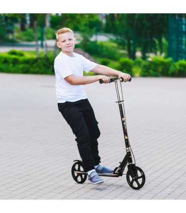 Kick Scooter Black 86L x 35Wcm Foldable Kids Adjustable Height Break Big Wheels