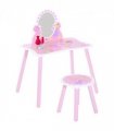 Girls Kids Pink Dressing Table Make Up Play Set Desk Chair Mirror HOMCOM