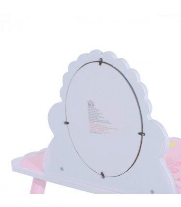 Girls Kids Pink Dressing Table Make Up Play Set Desk Chair Mirror HOMCOM
