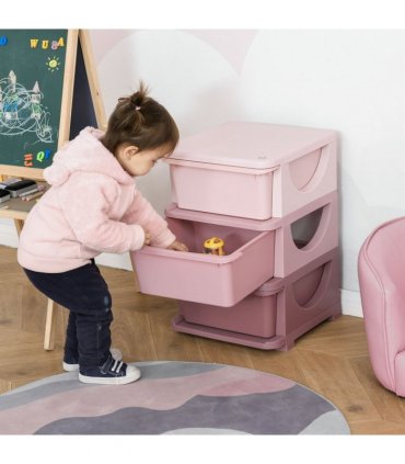 HOMCOM Kids Storage Units with Drawers 3 Tier Chest Vertical Dresser Tower