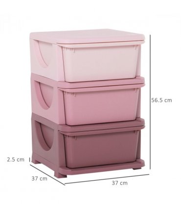 HOMCOM Kids Storage Units with Drawers 3 Tier Chest Vertical Dresser Tower