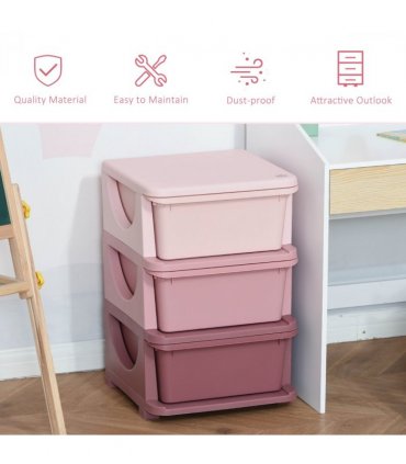 HOMCOM Kids Storage Units with Drawers 3 Tier Chest Vertical Dresser Tower