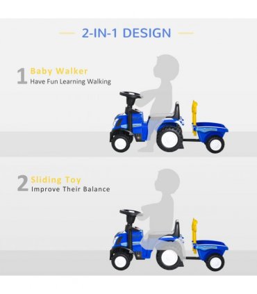 Ride On Tractor Toddler Walker Foot To Floor Slider 12-36 Months Blue HOMCOM