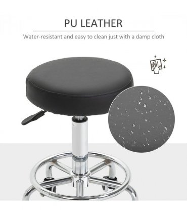 Adjustable Stool PU Leather and Footrest