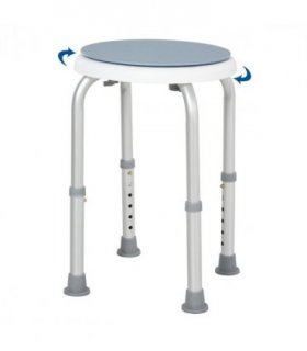 Shower Stool 360 Degree Swivel Seat Bath Adjustable Height Aluminium Blue