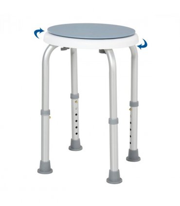 Shower Stool 360 Degree Swivel Seat Bath Adjustable Height Aluminium Blue