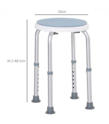 Shower Stool 360 Degree Swivel Seat Bath Adjustable Height Aluminium Blue