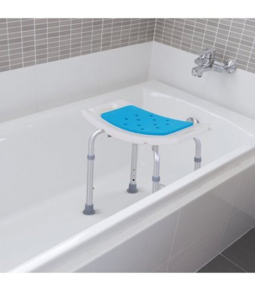 Bath Stool Aluminum Blue 39-52H x 52W x 39.5Dcm Adjustable Shower Chair Non-Slip