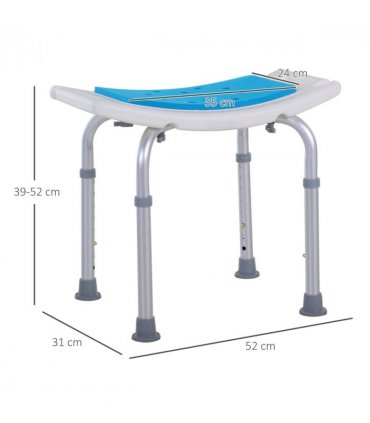Bath Stool Aluminum Blue 39-52H x 52W x 39.5Dcm Adjustable Shower Chair Non-Slip