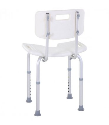 Shower Bath Stool Spa Chair Aluminium White 71-83.5H x 48W x 42Dcm
